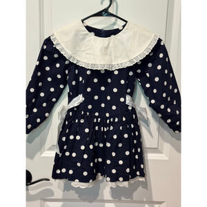 Girls Eve Too! Byer Navy White Polka Dot Dress Size 6